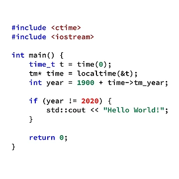 Artwork thumbnail, Hello World 2020 in C++ Programming Language, Programmer, Source Code, Software Engineer, Computer Science, Programming Humor by Max-Wear