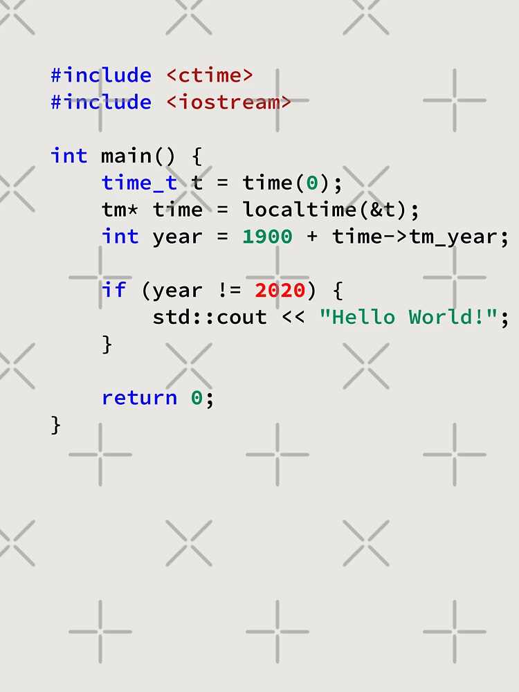 Thumbnail 6 of 6, Premium Oversized Sweatshirt, Hello World 2020 in C++ Programming Language, Programmer, Source Code, Software Engineer, Computer Science, Programming Humor designed and sold by Max-Wear.