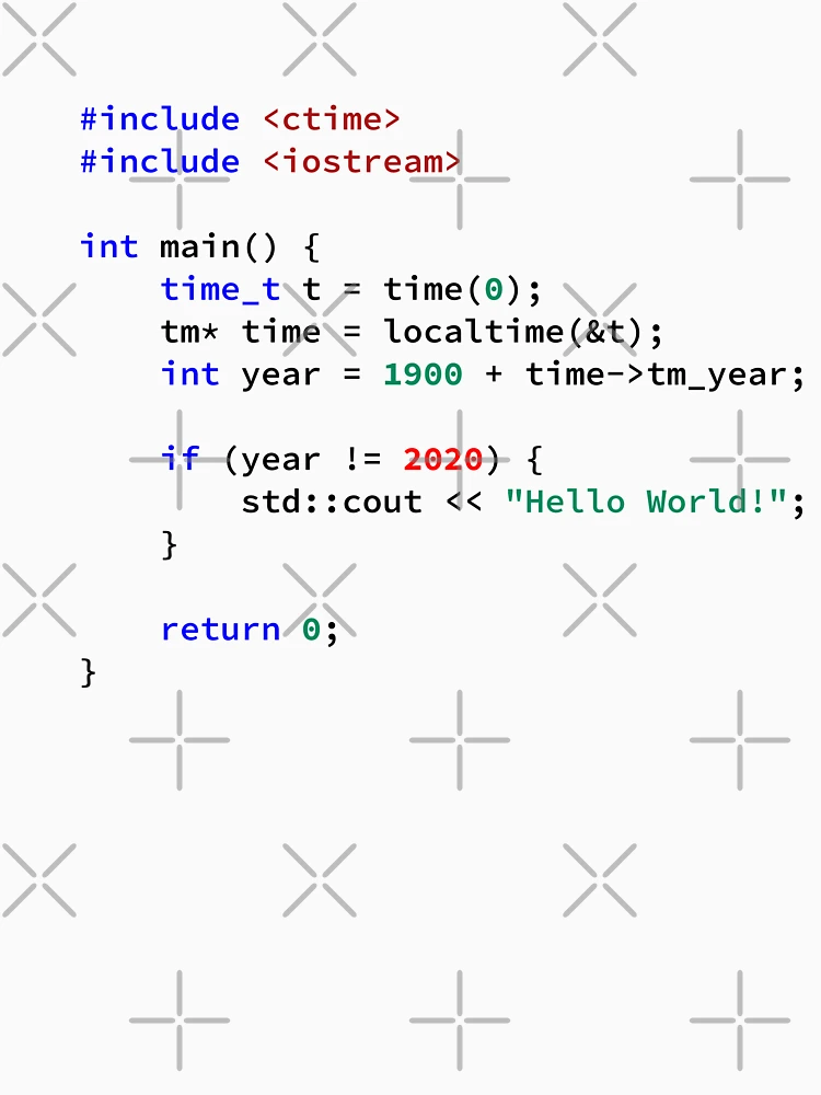 Thumbnail 6 of 6, Pullover Hoodie, Hello World 2020 in C++ Programming Language, Programmer, Source Code, Software Engineer, Computer Science, Programming Humor designed and sold by Max-Wear.