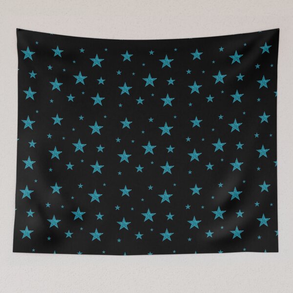 Item preview, Aqua Sparkling Stars on Black designed and sold by BelindaFuller.