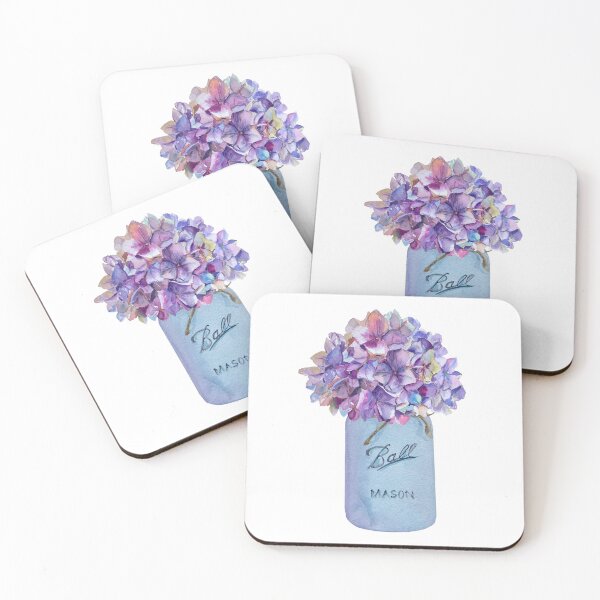 Item preview, blue watercolor flower mason jar designed and sold by Rokay Arts.