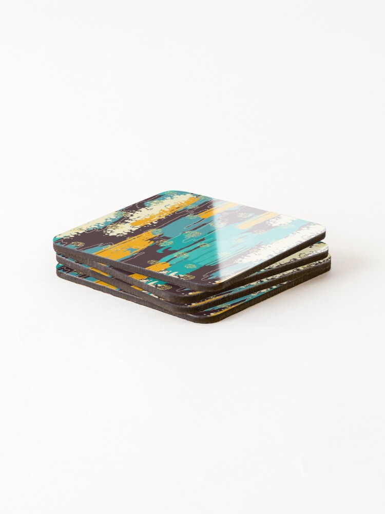 Thumbnail 4 of 5, Coasters (Set of 4), Abstract brushes pattern designed and sold by tridentfoundry.