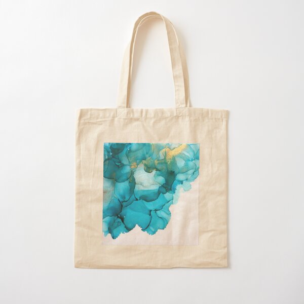 Turquoise, spirits of alcohol ink Cotton Tote Bag