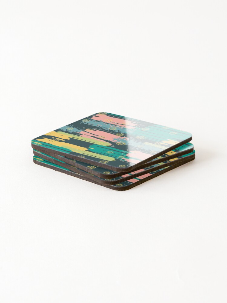 Thumbnail 4 of 5, Coasters (Set of 4), Abstract brushes pattern designed and sold by tridentfoundry.