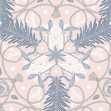 Artwork thumbnail, Winter Evergreens - Mistletoe and Twine Pattern by karolfuldesigns