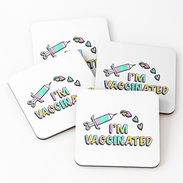 Item preview, I'm vaccinated with Rainbow Syringe and Hearts designed and sold by BusyMonkeys.
