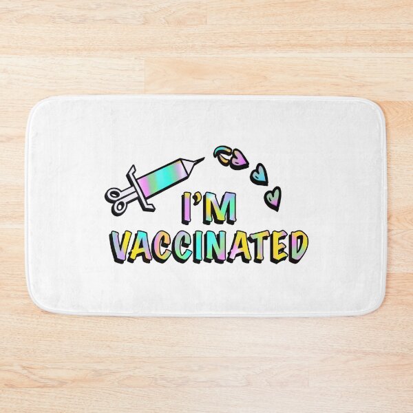 Item preview, I'm vaccinated with Rainbow Syringe and Hearts designed and sold by BusyMonkeys.