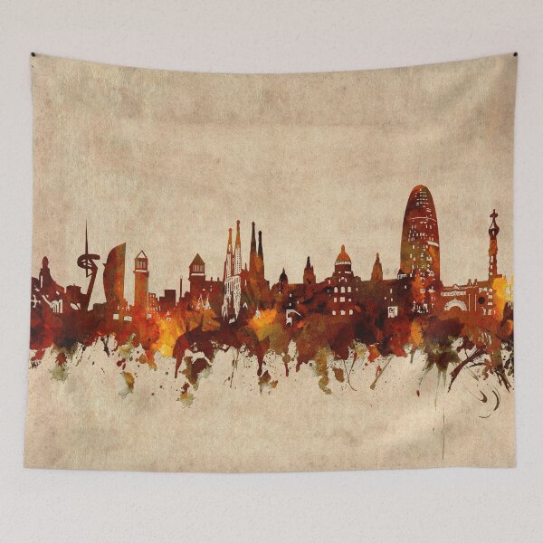 Item preview, barcelona skyline vintage designed and sold by BekimART2.