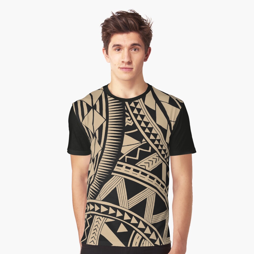 Polynesian samoan tattoo black tan design A-Line Dress
