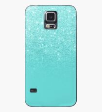 Girly faux glitter ombre teal color block Case/Skin for Samsung Galaxy