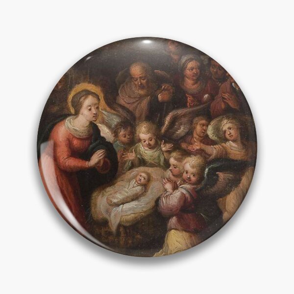 Item preview, Baby Jesus and Mary with angels vintage Nativity art designed and sold by Vintage Designs +.