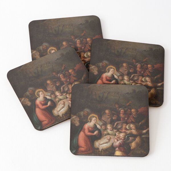 Item preview, Baby Jesus and Mary with angels vintage Nativity art designed and sold by Vintage Designs +.