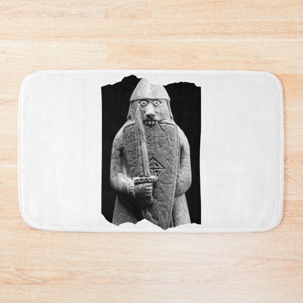 Item preview, Lewis Viking Chessmen - Shield-Biting Berserker in Black & White designed and sold by Orkneyology.