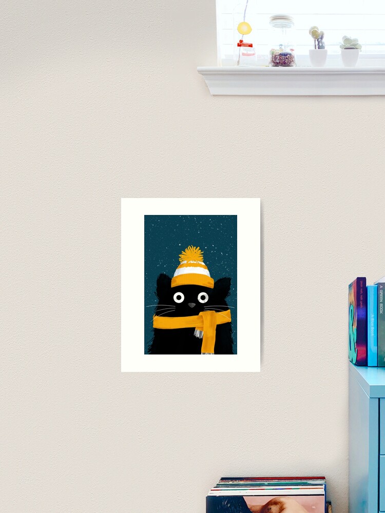 Thumbnail 1 of 3, Art Print, Snowy Winter Day Cat designed and sold by Doozal.