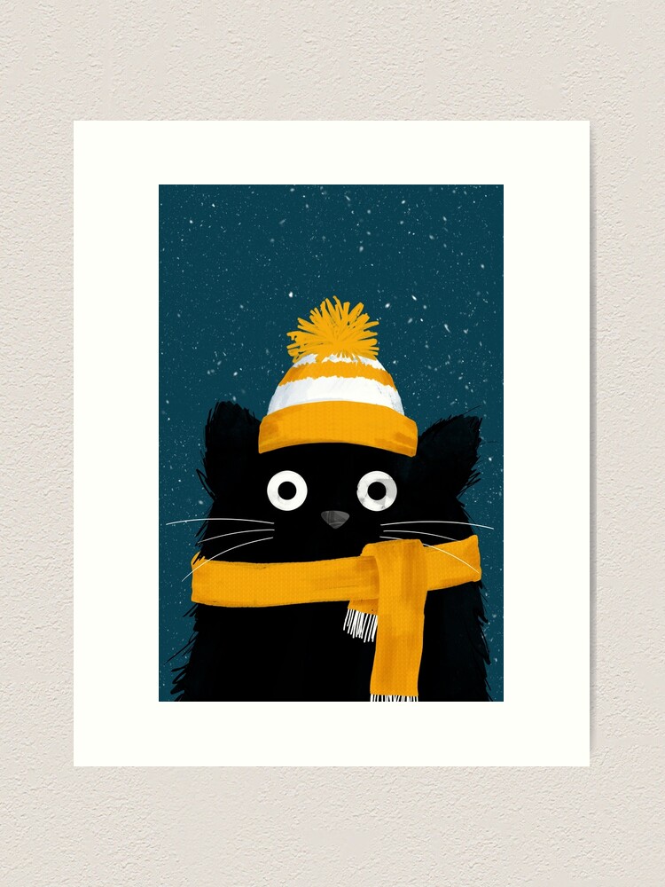 Thumbnail 2 of 3, Art Print, Snowy Winter Day Cat designed and sold by Doozal.