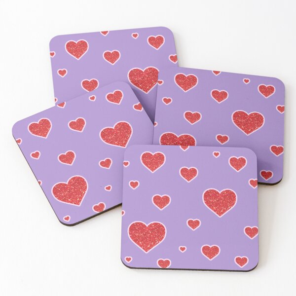 Item preview, Red Glitter Hearts on Lavender Purple designed and sold by BelindaFuller.