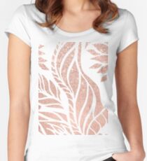 Modern geometric rose gold hand drawn floral Women's Fitted Scoop T-Shirt