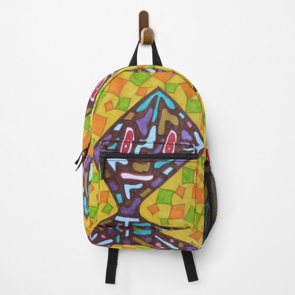 Item preview, Strange face trapezoid brown on yellow designed and sold by Rozenn Artiste.
