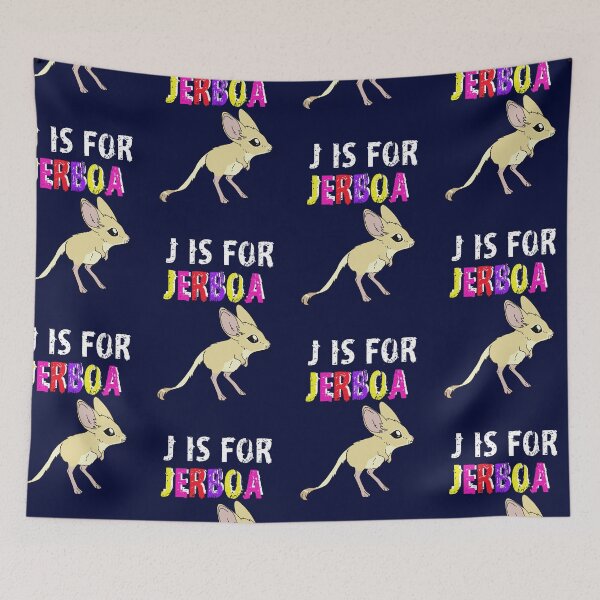 Item preview, J is for Jerboa - white and Rainbow text cute fluffy animal designed and sold by DesignsBySaxton.