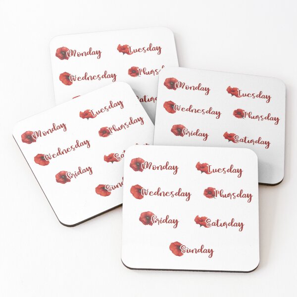 Item preview, poppy weekdays designed and sold by MarinaBDesigns.