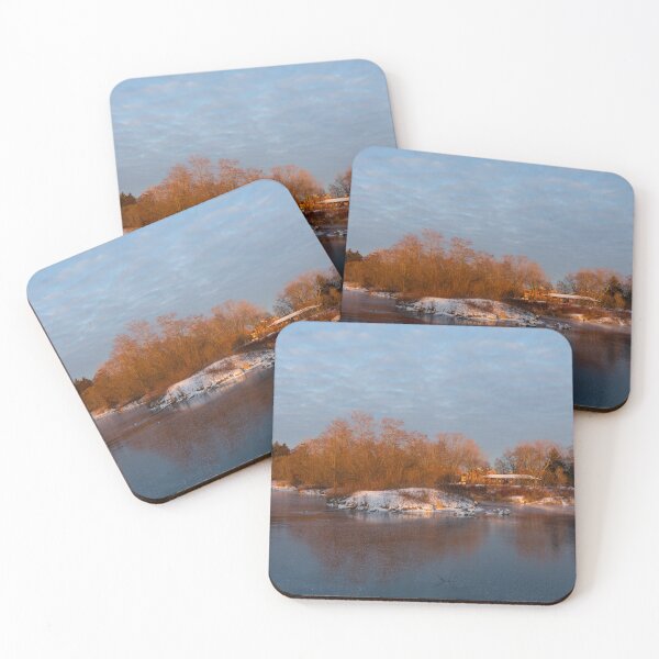 Item preview, Cold Ice, Warm Light - Early Winter Morning on the Lake Shore designed and sold by Georgia Mizuleva.