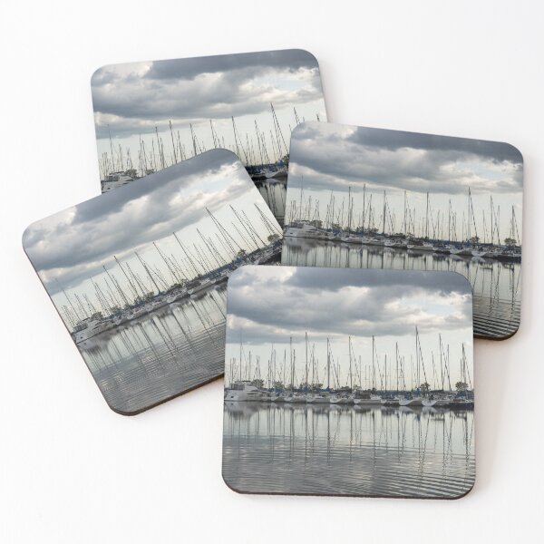 Item preview, Ripples and Reflections - Ominous Gray Clouds at a Marina designed and sold by Georgia Mizuleva.