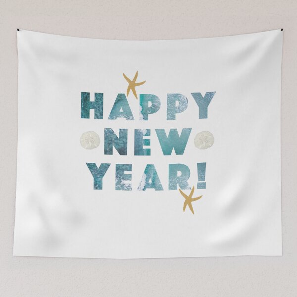 Item preview, Happy New Year 2021 Ocean Waves Starfish Sand Dollars designed and sold by beachchic.