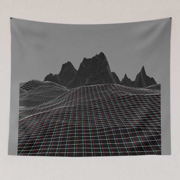 Item preview, 3D Optical Illusion Abstract Landscape Op Art Wireframe (Black/White) designed and sold by hyproinc.