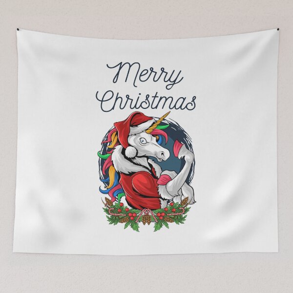 Item preview, Merry Christmas unicorn designed and sold by Curlyhaire.