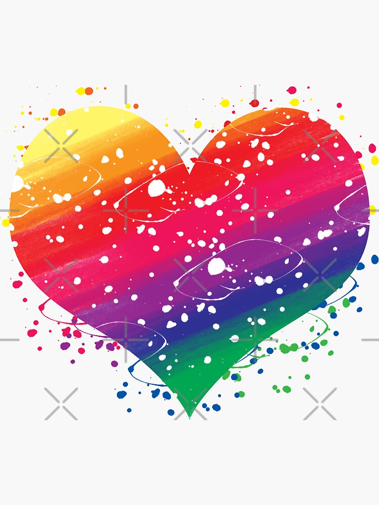 Watercolor Rainbow Heart Colorful Gay Pride Flag Heart Shape Sticker For Sale By Mispuhoney