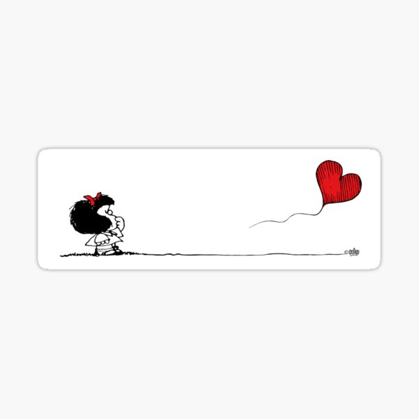Mafalda banksy coeur blanc Sticker fini brillant