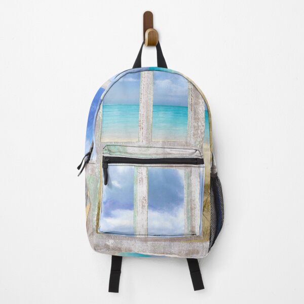 Item preview, Caribbean Cottage tropical beach house window, coastal art designed and sold by Glimmersmith.