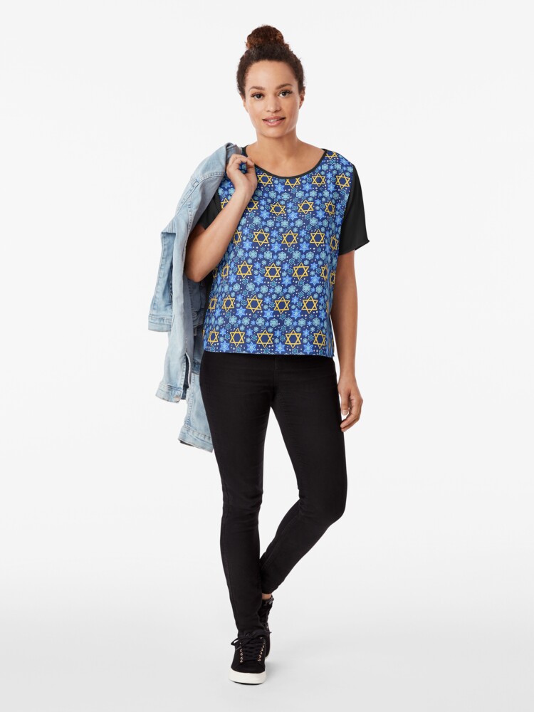 Alternate view of Happy Hanukkah-Star of David Chiffon Top
