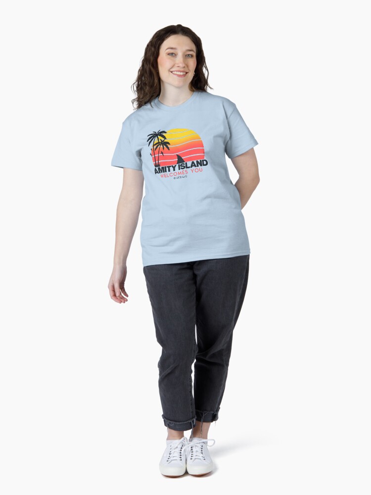 Thumbnail 4 of 7, Classic T-Shirt, Jaws movie Amity Island welcomes you. Birthday party gifts. Officially licensed merch. designed and sold by chrlalexandru.