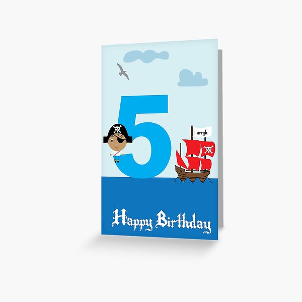 Pirate Birthday card - for 5 Year old Greeting Card