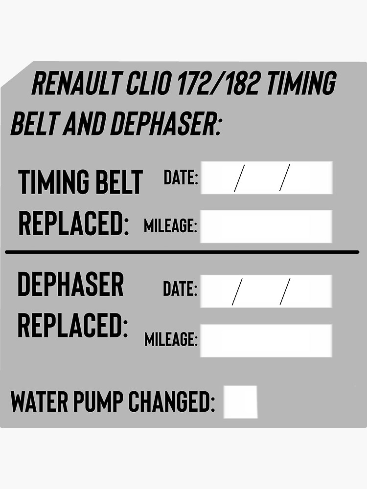 "Timing Belt and Dephaser Clio 172 182 Sticker" Sticker for Sale by
