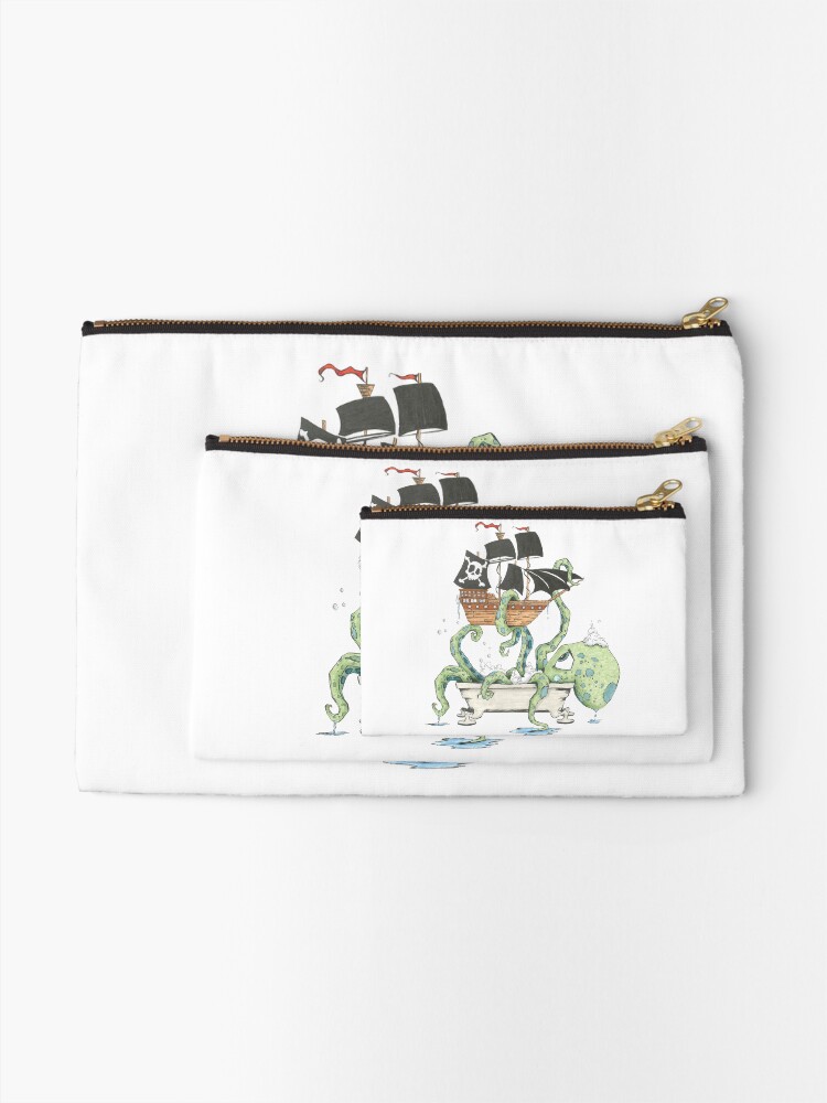 Alternate view of Kraken in the Tub Zipper Pouch