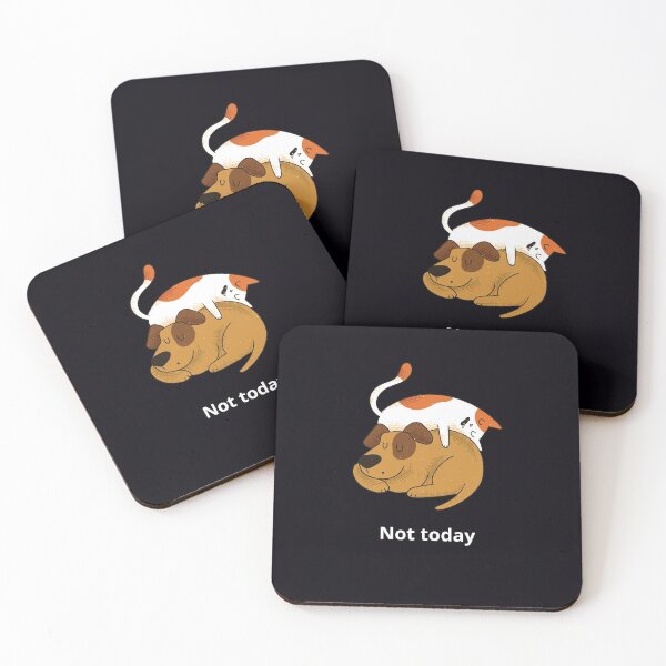 Item preview, "Not Today."  . . . . . A lazy cat and dog are enjoying their sleep together.  designed and sold by JoelsCorner.