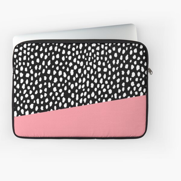 Handmade Polka Dot Brush Spots with Pink Stripe Laptop Sleeve