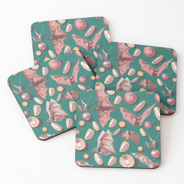 Item preview, Fruit Bats, Green Bats, Bats and Lemons, Oranges, Blood Oranges, Flying Foxes, Cute Bats, Citrus Pattern designed and sold by extinctionmart.