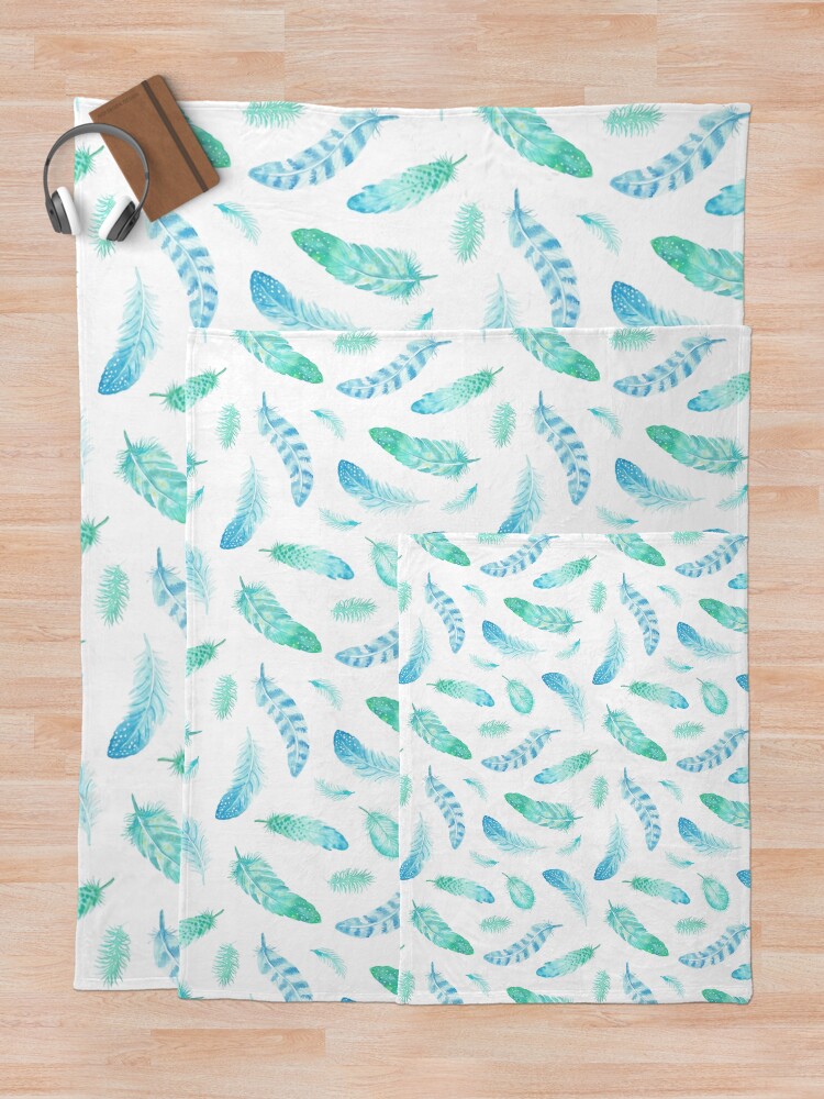 Alternate view of Watercolor Feathers Throw Blanket