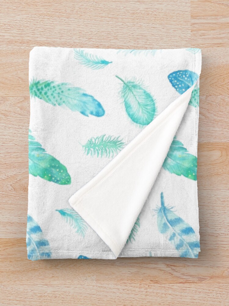 Alternate view of Watercolor Feathers Throw Blanket