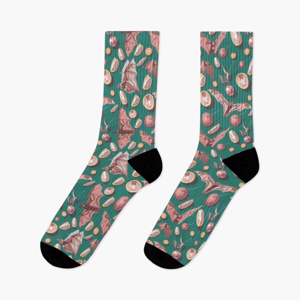 Item preview, Fruit Bats, Green Bats, Bats and Lemons, Oranges, Blood Oranges, Flying Foxes, Cute Bats, Citrus Pattern designed and sold by extinctionmart.