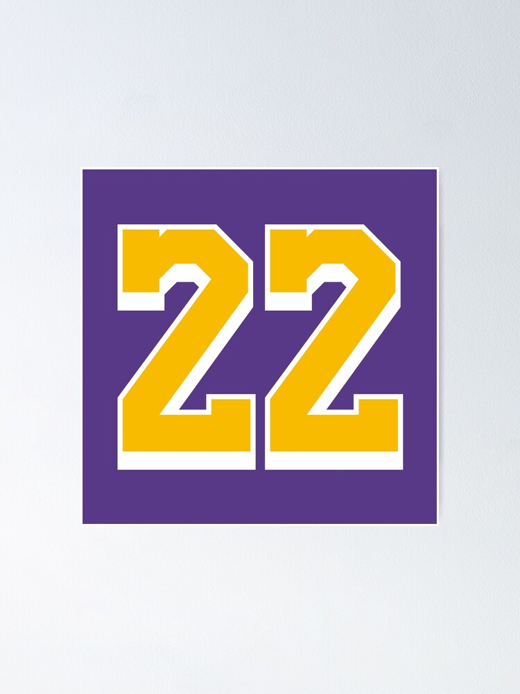 22 Yellow Number Twenty-two Purple Basketball Jersey Poster for