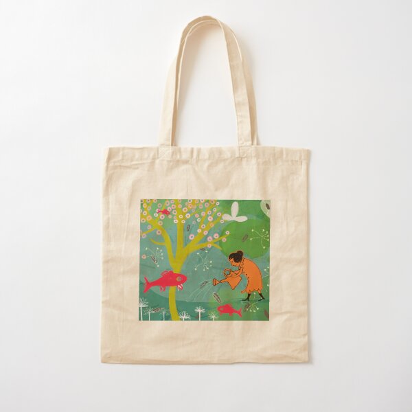 Fish planter illustration Cotton Tote Bag