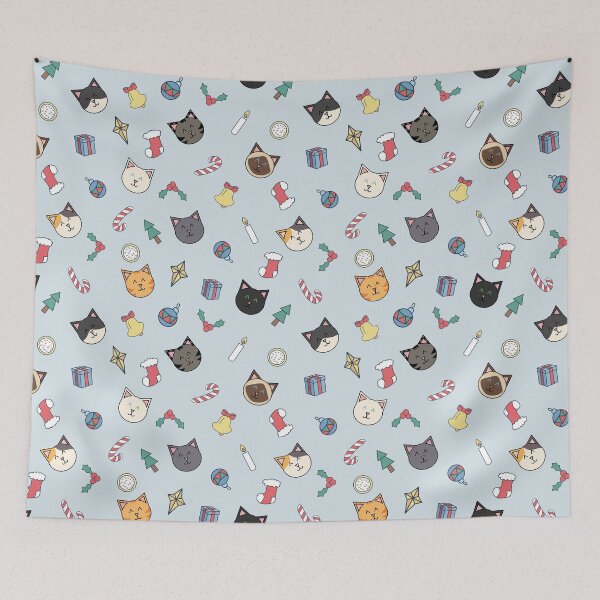 Item preview, Christmas Kitties (light gray) designed and sold by HollyCat.