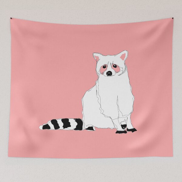 Item preview, Minimalistic Pink Raccoon Line Art Decor designed and sold by MindCereal.