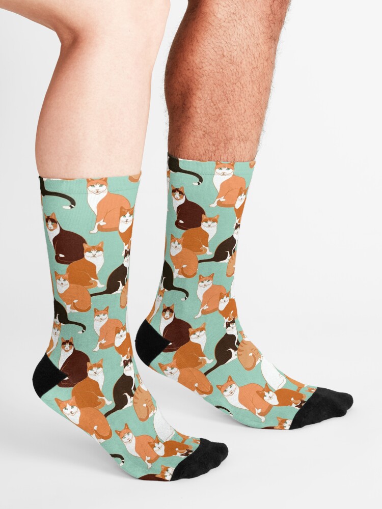 Alternate view of Ginger Cats on mint Socks