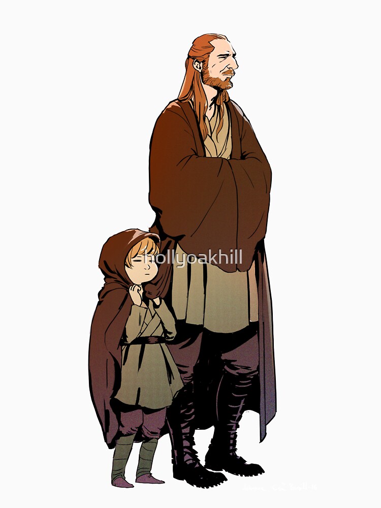 Qui Gon and Padawan by hollyoakhill