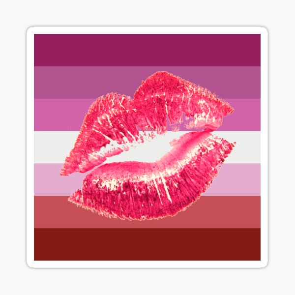 "Lipstick Lesbian Flag" Sticker by LGBTLiberation Redbubble
